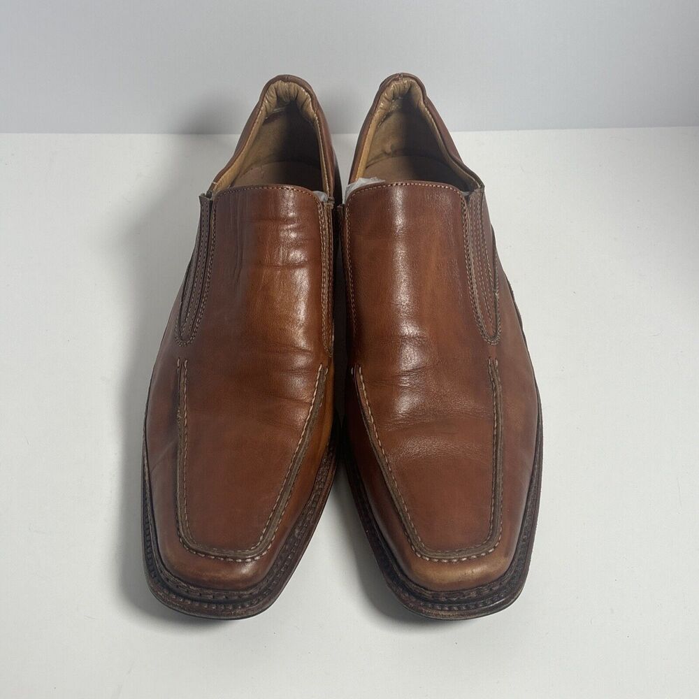 Mark Nason Brown Square Toe Leather Loafer Slip On Dress Shoe Mens 10.5
